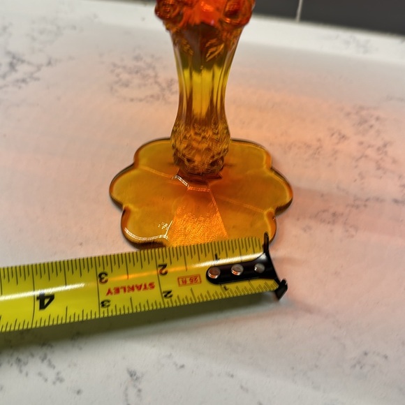 Vintage Fenton Amberina Cabbage Rose Pedestal Compote Candy Dish GLOWS - Picture 6 of 10